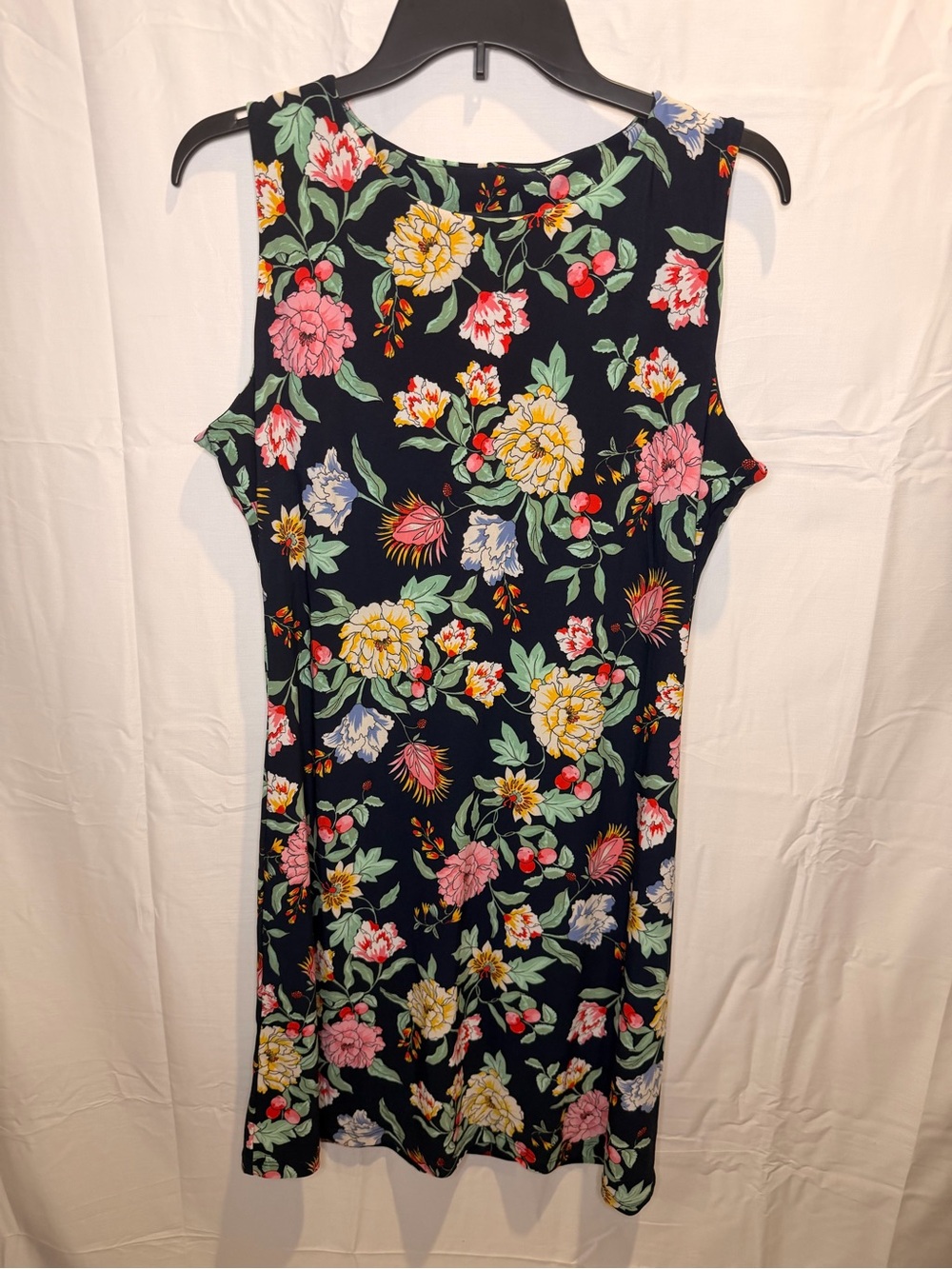 Tommy Hilfiger Navy Floral Sleeveless Shift Dress with Pink & Yellow Blooms